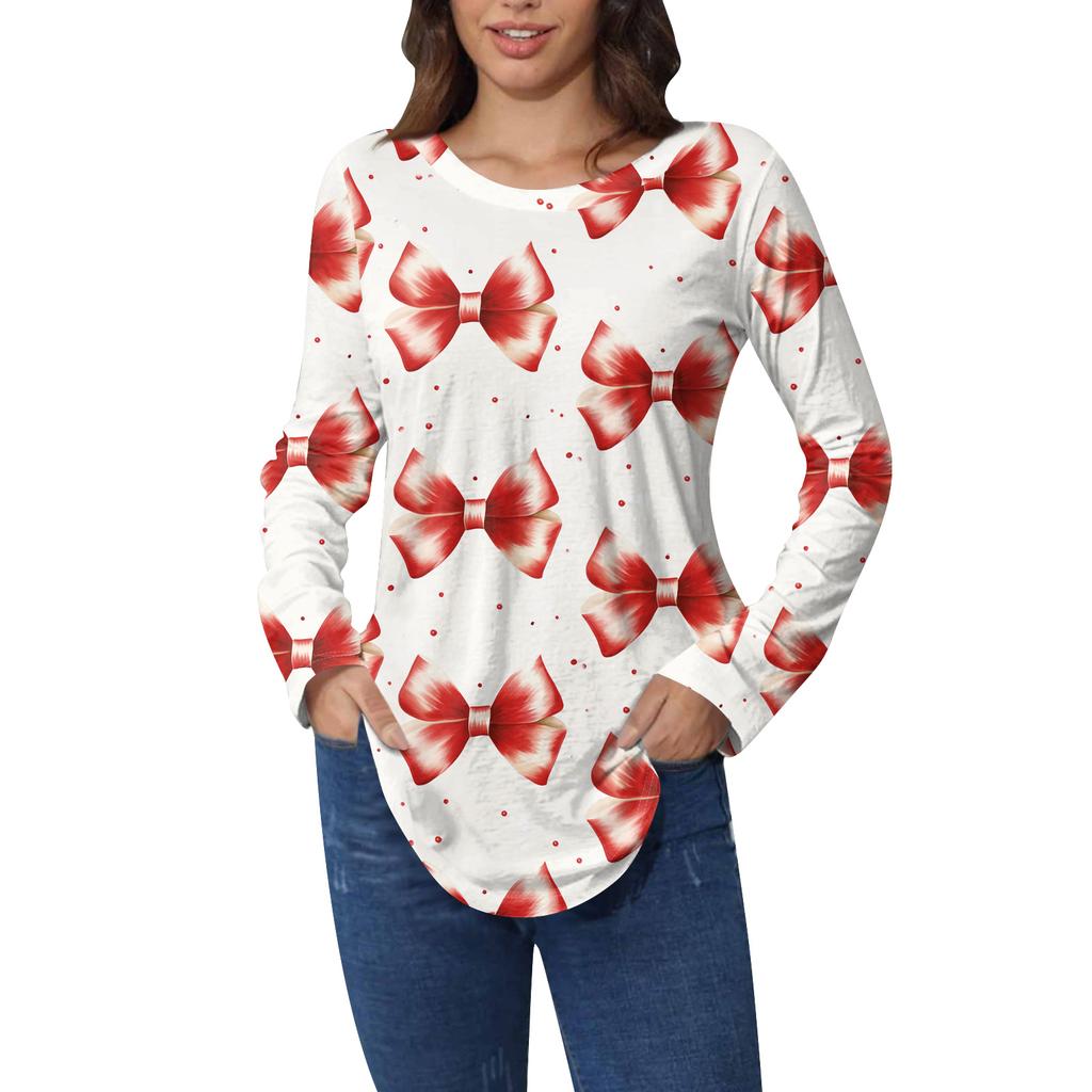 Tee Shirts For Women Fall Casual Long Sleeve Shirts Sweatshirt Vintage Graphic Printing Top Pullover Valentine's Day