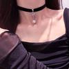 Women's Snowflake Pearl Pendant Necklace with White Velvet Choker