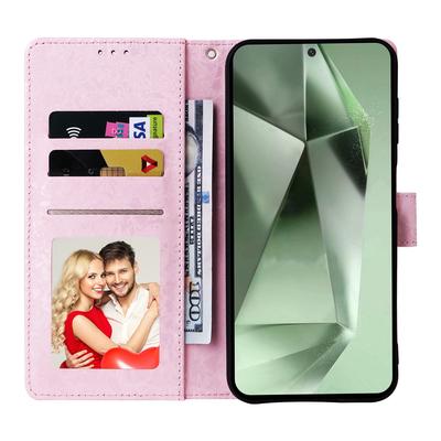 Чехол для Samsung Galaxy S24 FE с блокировкой RFID, кожаный чехол для телефона с цветочным узором