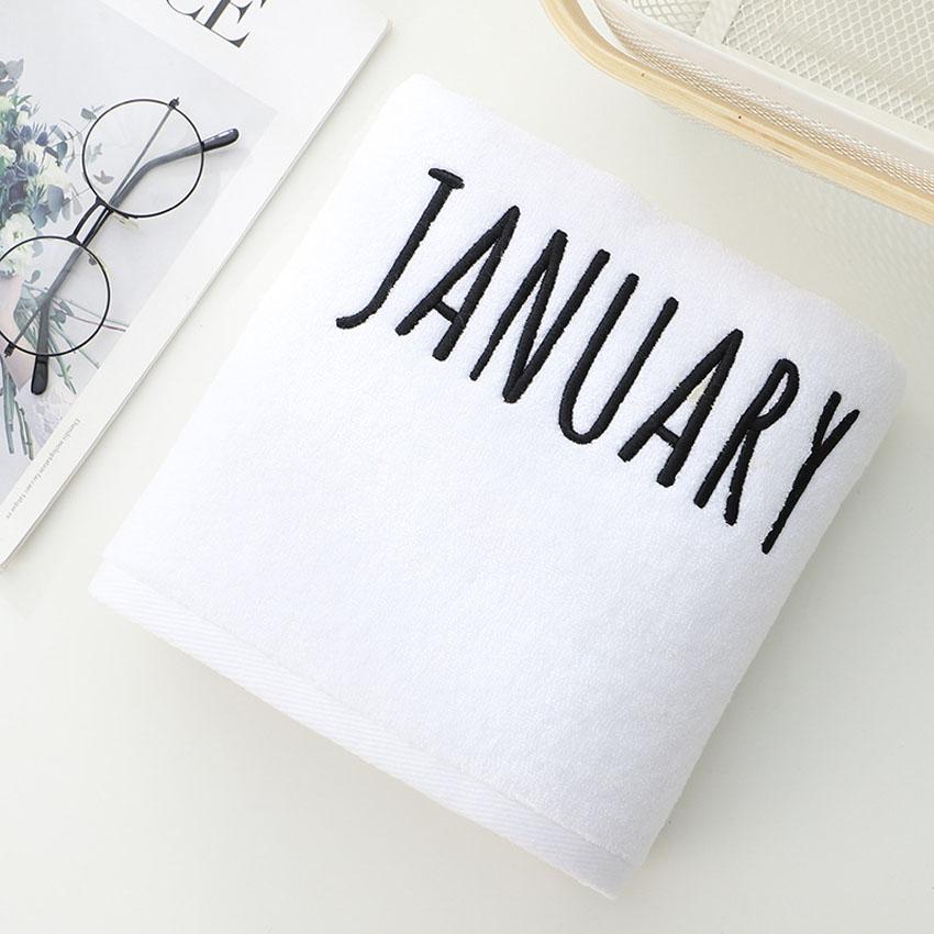 100% Cotton Towels Set Face Towel Bath Towel 3 Colors 12 Month Letters Embroidery Bathroom Modern for Adults Kids Toalla De Cara