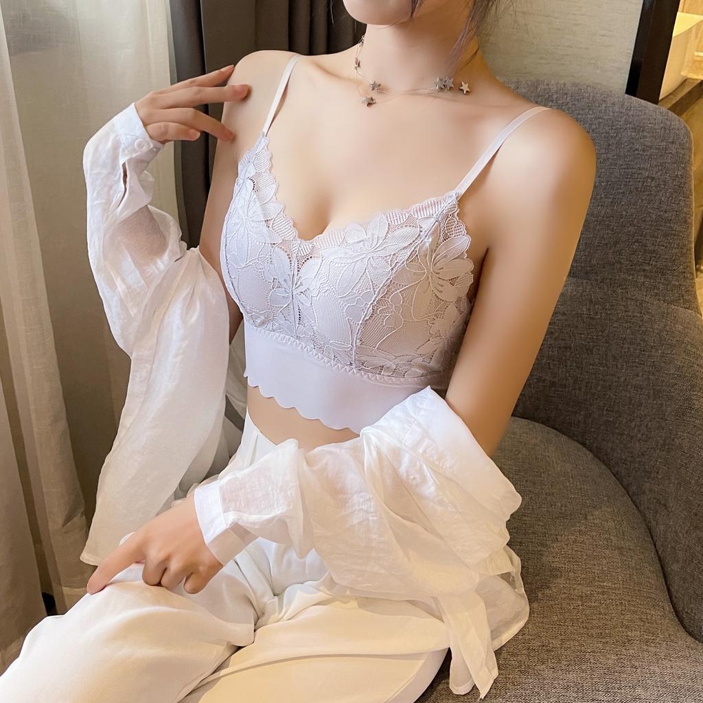 Кружевная майка с фиксированной чашкой для женской внутренней и верхней одежды, облегающий многоцветный сексуальный бюстгальтер с универсальными ремешками