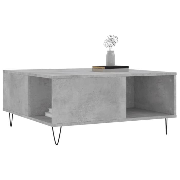 VidaXL Coffee Table Concrete Grey 80x80x36.5 Cm Engineered Wood 830784
