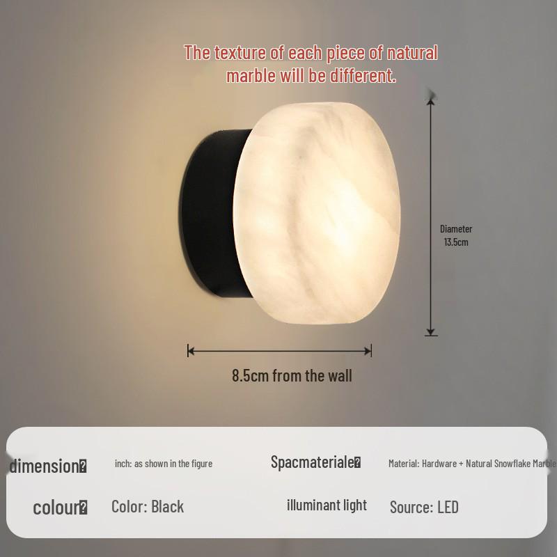 Designer Marble Wall Lamp - Luxury Post-Modern Bedside Lighting for Bedroom & Living Room
