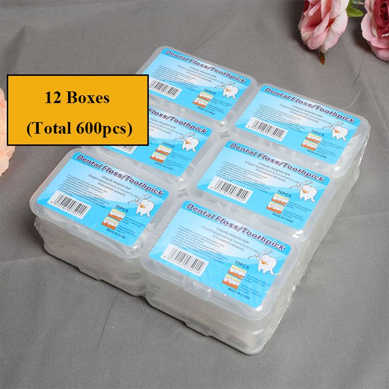 50~600Pcs Disposable Dental Floss Pick Teeth Sticks Portable Oral Care Plastic Toothpicks With Box