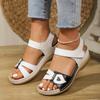 Новые женские сандалии большого размера с открытым носком, повседневные сандалии для улицы, женские сандалии с круглым носком, клинья смешанных цветов, обувь с заклепками, женская обувь Zapatos Mujer