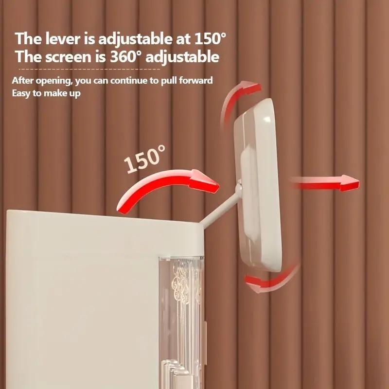 Ящик для хранения косметики с зеркалом. Универсальные настольные средства для ухода за кожей. Большой вместительный стеллаж для туалетного столика.