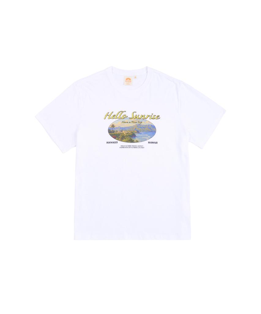 HELLO SUNRISE Hs Hanalei Bay Tee_White