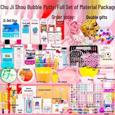 Набор для изготовления кристально чистого слайма - Полный набор с пенопластовым клеем и материалами «Жидкое стекло»