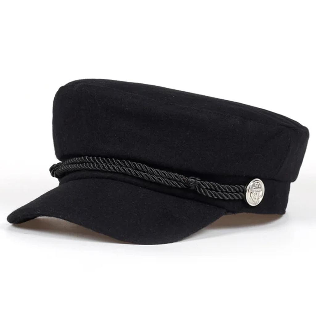 Модная белая пряжка с веревкой, однотонная темно-синяя шляпа, весенне-осенняя, матросские шляпы, женские береты, мужские кепки с плоским верхом, капитанская военная кепка