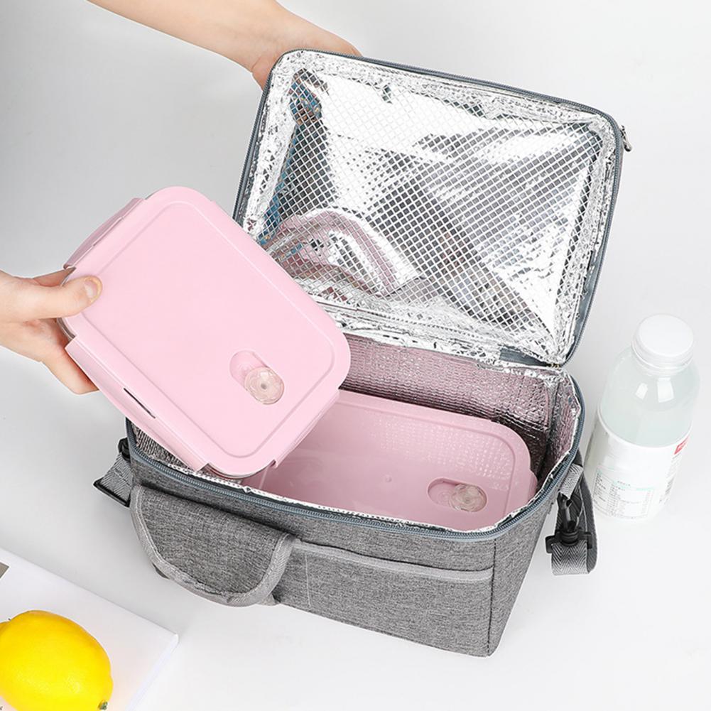 Thermal Lunch Box Tote for Office Insulated Lunch Bag with Adjustable Shoulder Strap Capacity Double Layer for Work for Drinks