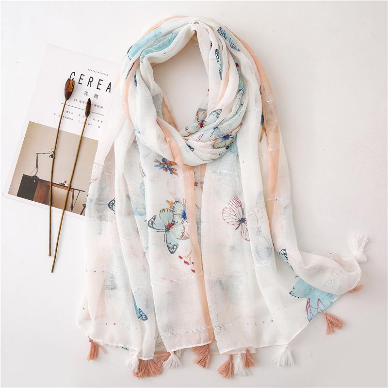 New Fashion Summer Women Scarf Bohemia Flower Beach Hijab Shawls and Wraps Female Foulard Echarpe Designer Pashmina Bandana
