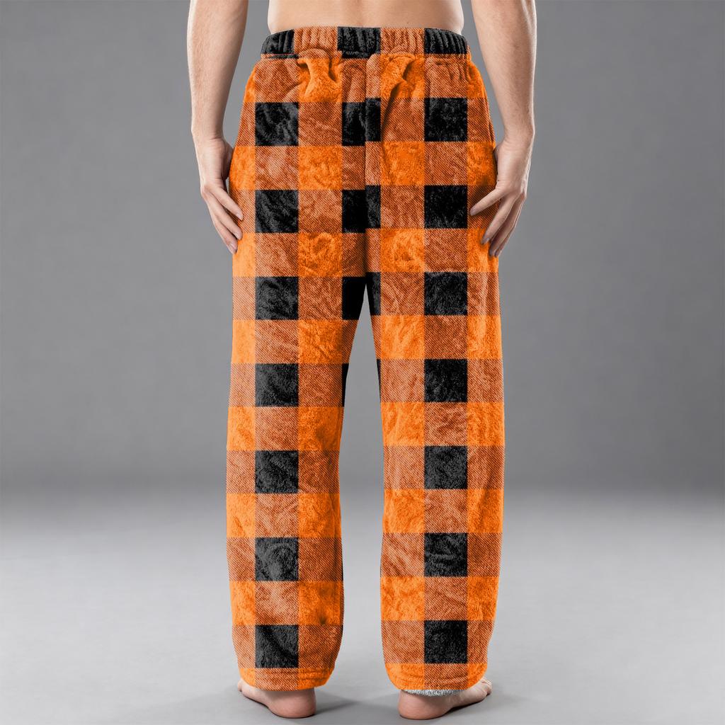 Мужские фланелевые повседневные брюки с карманом, Повседневные брюки с принтованным карманом, Домашние брюки для сна