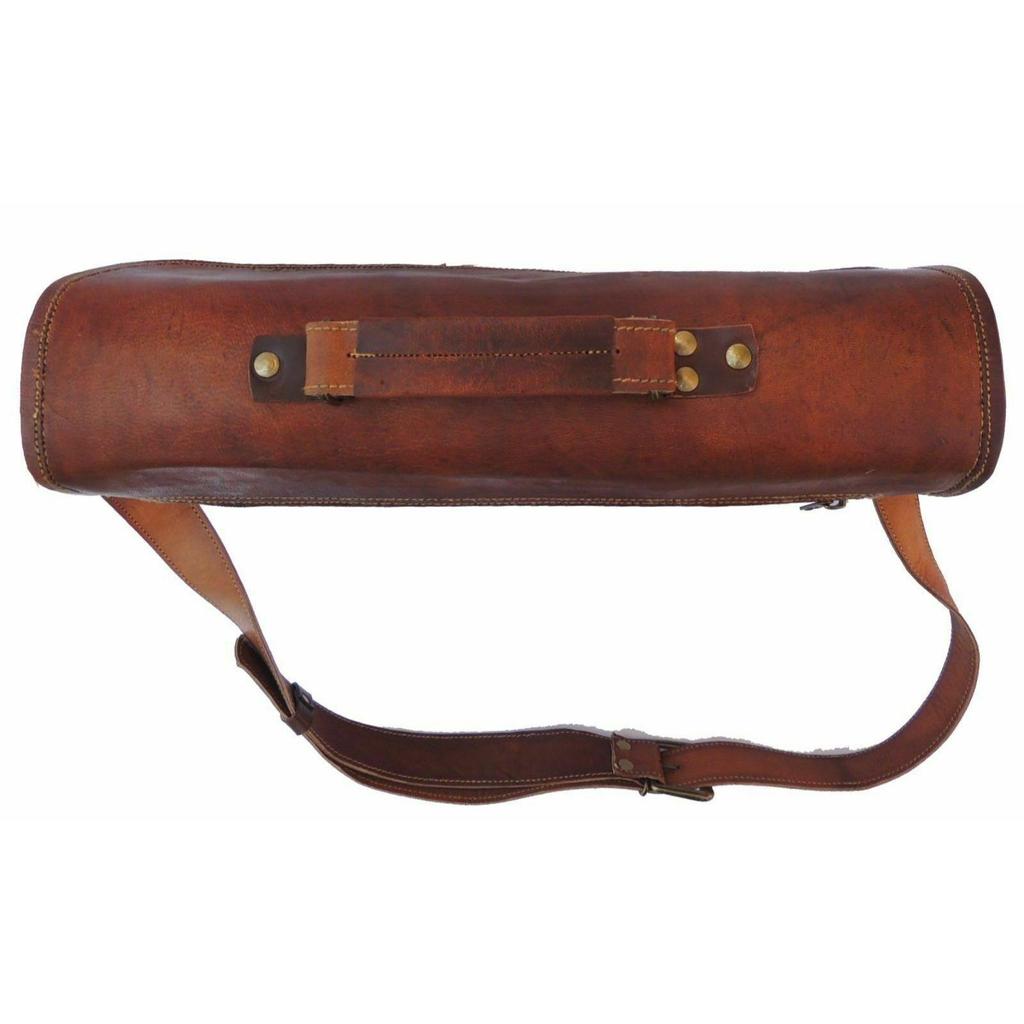 15" Vintage Brown Leather Messenger Bag for Men /New Laptop Satchel Shoulder Bag