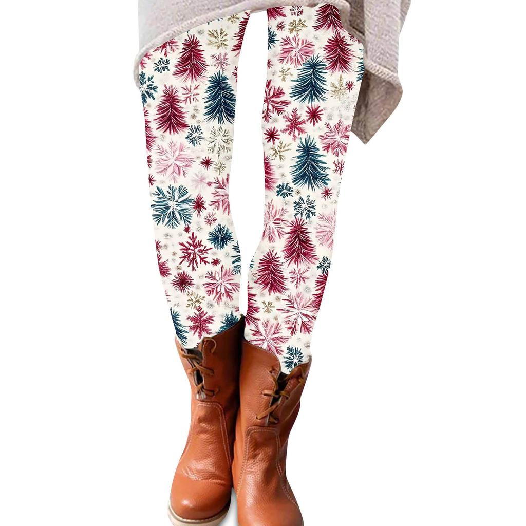 Женские брюки с рождественским принтом, эластичные, мягкие, повседневные, домашние, спальные брюки