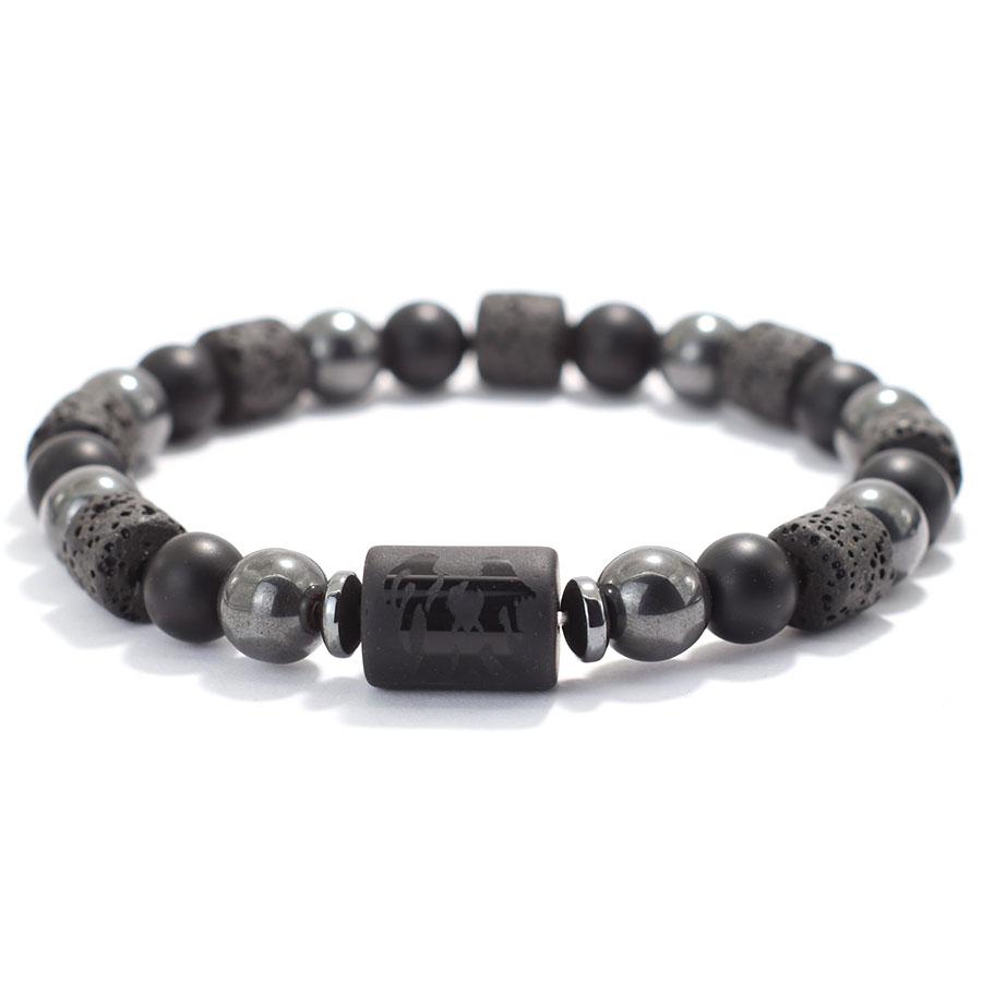 Twelve Constellations Men Bracelet Obsidian Lava Stone Braclet Retro Beads Hematite Yoga Healing Braslet Couple Wrist Accessories Gift For Him