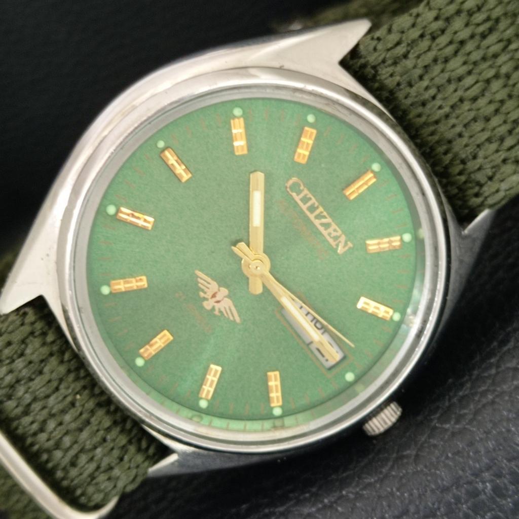 ВИНТАЖНЫЕ АВТОМАТИЧЕСКИЕ ЧАСЫ CITIZEN 8200 ЯПОНИЯ МУЖСКИЕ ЗЕЛЕНЫЙ ЦВЕТ ЦИФЕРБЛАТ a709335-1