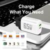 65W GaN Fast Charger: QC 3.0 & PD with 9V/12V for EU/US, Ideal for Laptops & USB Devices