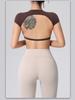 Wangtu Women's Short Sleeve Yoga Crop Top with Chest Pad for Exercise and Fitness