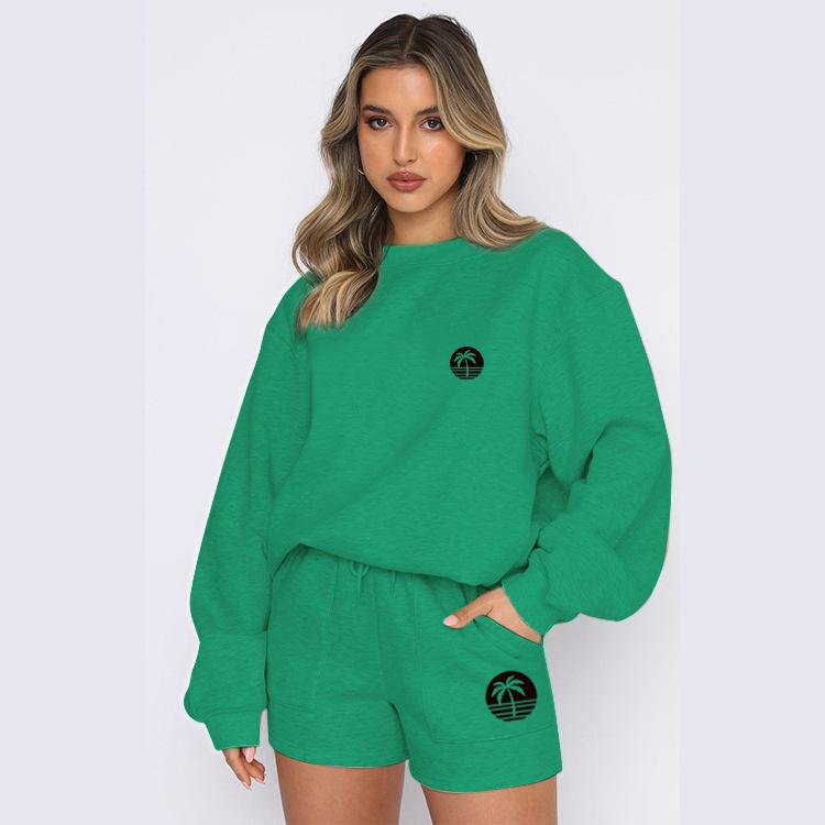 2026 autumn and winter new American Spice Girl gray crew neck shorts sweater jacket small casual suit