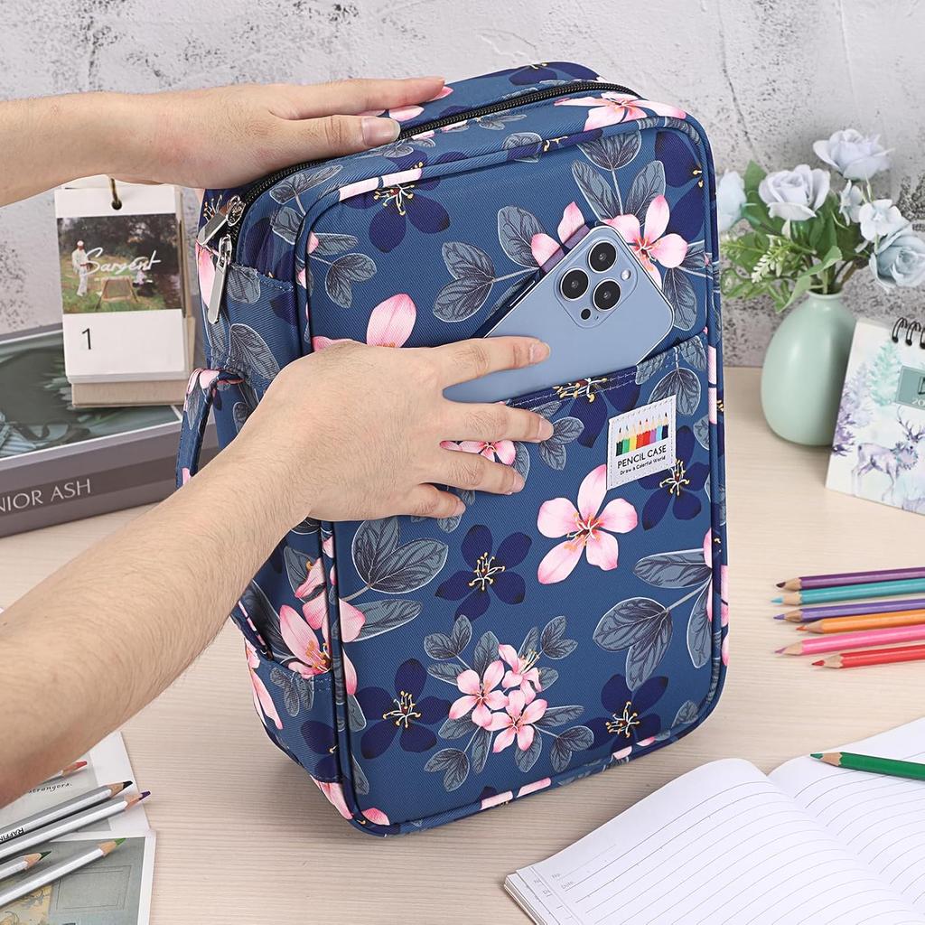 BTSKY Colored Pencil Case 300 Slots Pen Pencil Bag Organizer with Handy Wrap Portable- Multilayer Holder for Crayola Colored Pencils & Gel Pen,