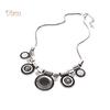 Diamonding Jewelry Ethnic Women Crystal Stone Inlaid Round Enamel Pendant Statement Bib Necklace