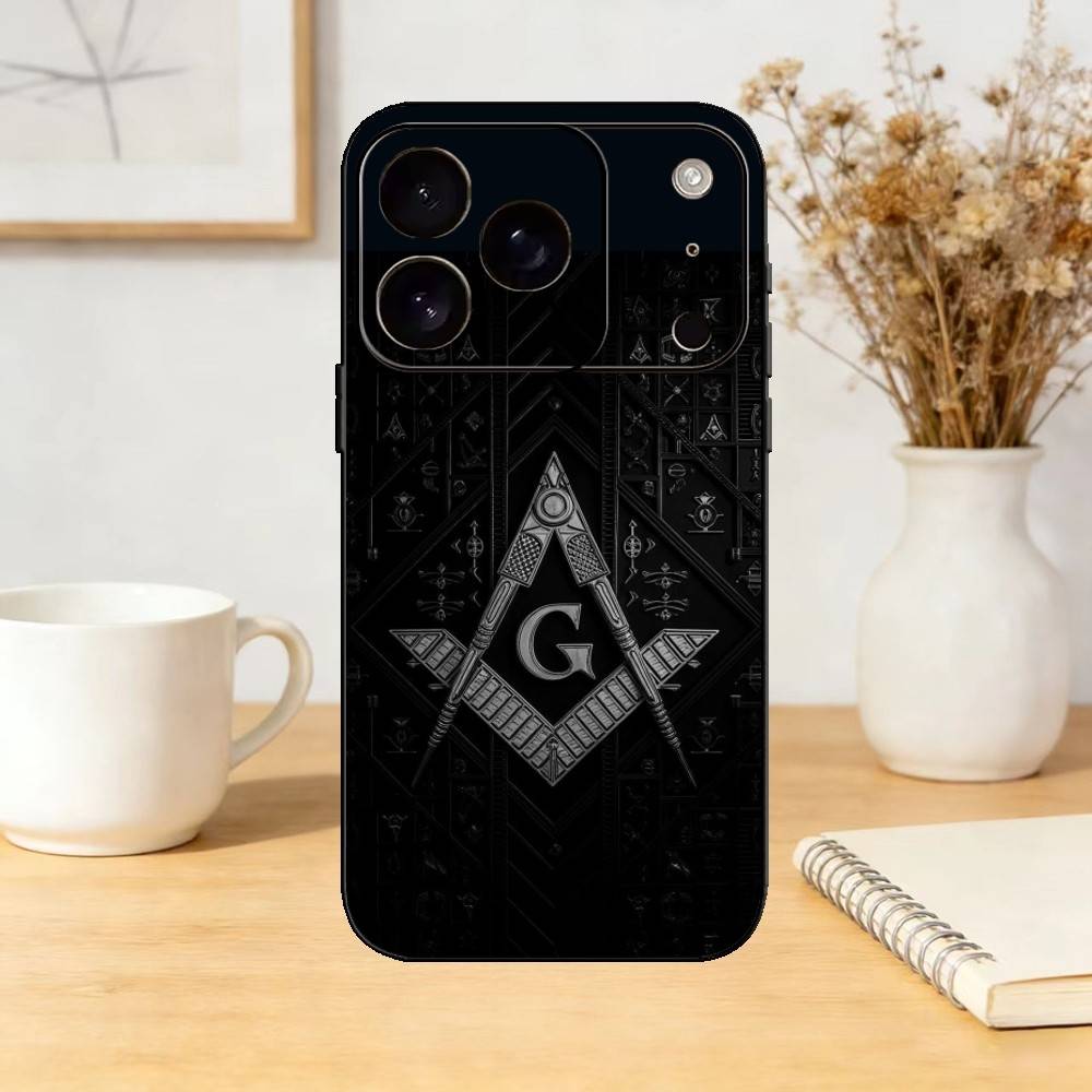 Чехол для телефона с символом масонства Силиконовый черный Мягкий Для IPhone 17,16,15,14,13,12,11,SE,Plus Pro Max
