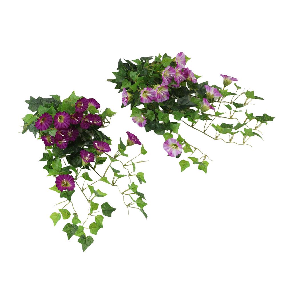Artificial Morning Glory Flower Garland Lifelike Reusable Faux Hanging Vines Plant for Wedding Party Patio Balcony Wall