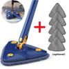 Triangle Mop 360 Degree Rotation Retractable Adjustable Cleaning Mop for Tub Tile Floor Wall Glass Cleaning (Comes with Replacement Wipes)