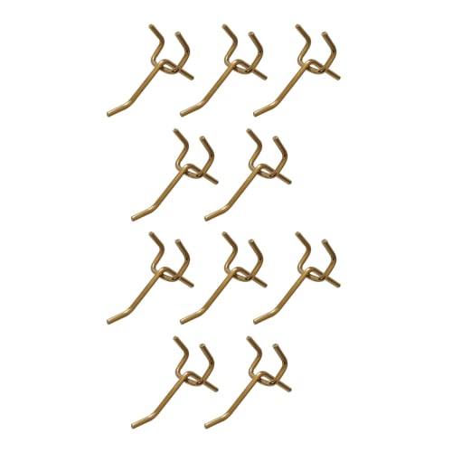 Rurumi Gold-Colored Perforated Board Hook Set, Gold T-Shaped, Compatible with 5.5mm Thick Boards, 25mm Hole Pitch, 5mm Hole Diameter, Dedicated Fixing