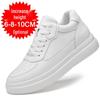 Men's Breathable Skate Sneakers - 10cm Invisible Lift, Thick Sole, White Casual Shoes