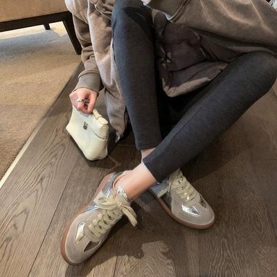 Серебряные туфли Dexun женские летние 2025 новые туфли на плоской подошве универсальные туфли для серфинга ретро кожаная спортивная и обувь для отдыха женская