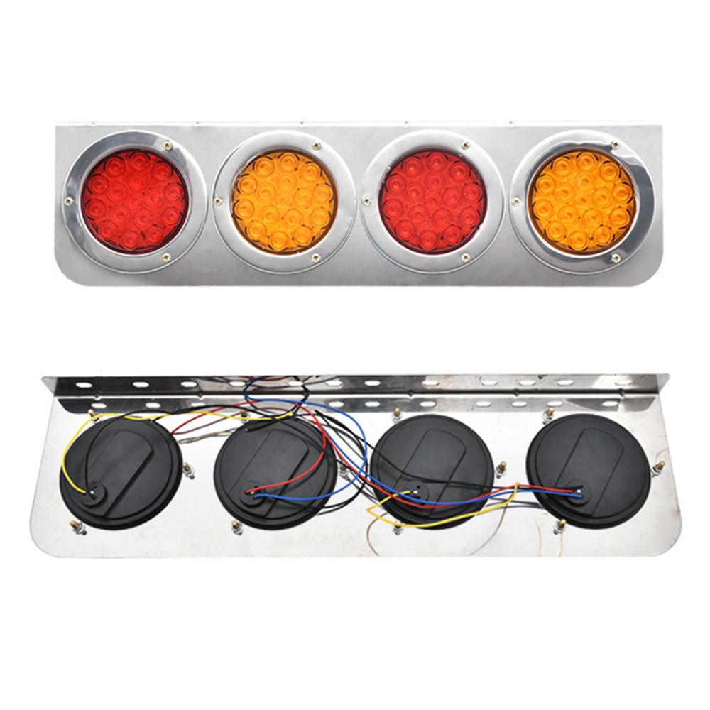 4 inch 16 LED Round Red LED Tail Lights Amber Turn Signal Lamp Car Stop Brake Turn Tail Light for Jeep Truck Pickup 4x4 12V 24V