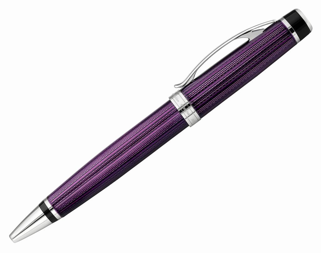 Xezo Incognito Brass Ballpoint Pen Purple Metallic Color Diamond Cut Engraved Serial Number Platinum Plated Parts Purple (Secret B-2)