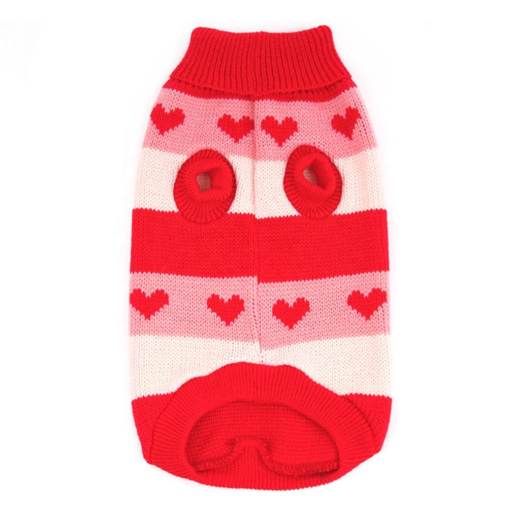 Cute Red Striped Acrylic Dog Sweaters Small Pet Jumper for Winter Season GorisPet
