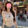 С чашечками, чистое желание Девушка-перчинка с глубоким вырезом U-образной формы, майка-топ на бретельках, женская базовая футболка с кружевным бантом внутри