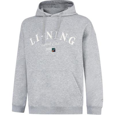 Li Ning Удобная повседневная простая свободная толстовка с капюшоном Мужская толстовка серого цвета AWDU713-1
