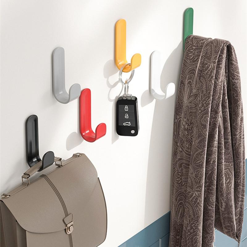 6pcs Towel Hook Self Adhesive Strong Wall Hooks Door Hanger Key Bag Coat Hook Holder Home Organizer Kitchen Bathroom Accessories