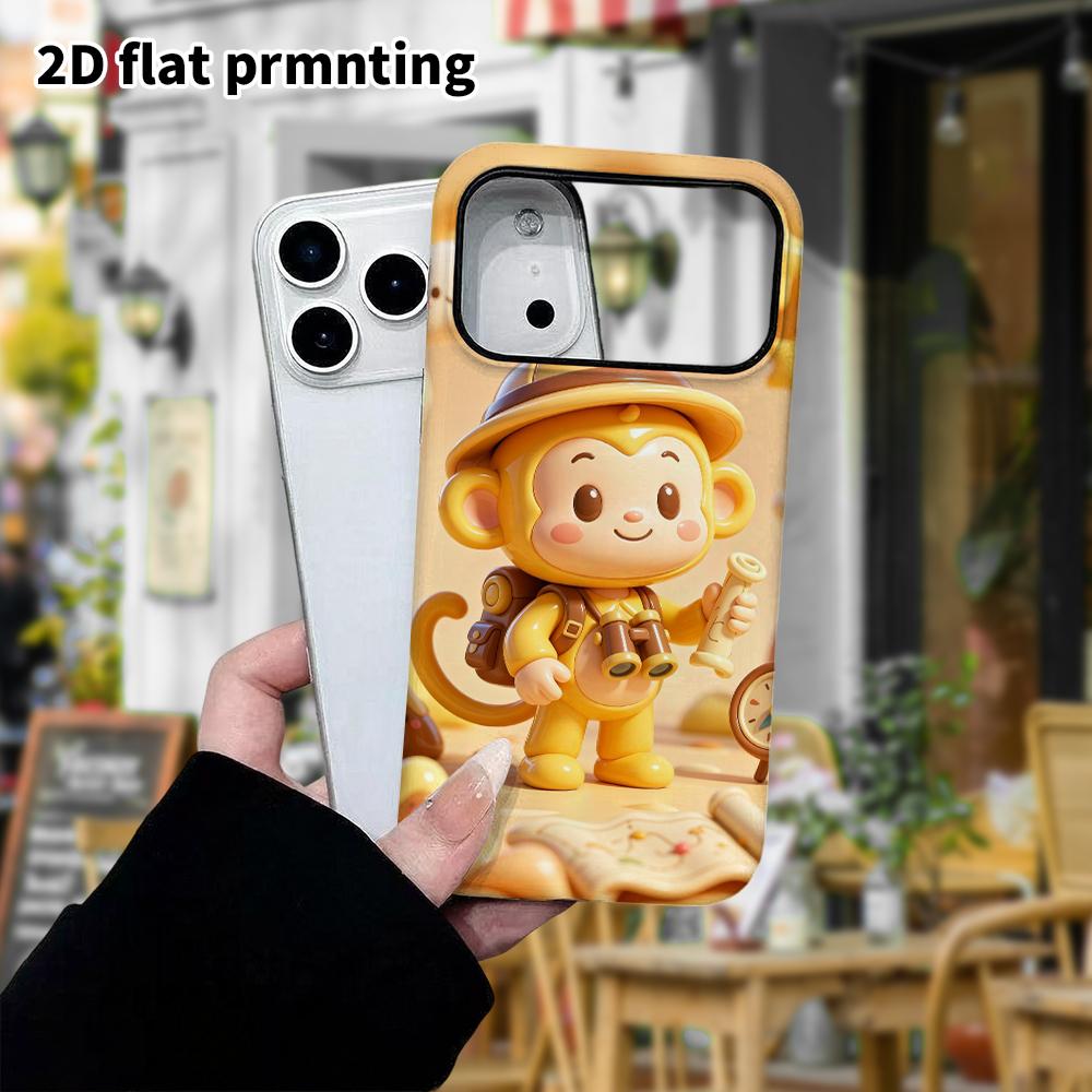 Чехол для телефона: 2D плоский дизайн, подходящий для защитного чехла iPhone 18 17 16 15 14 13 Pro, приключенческая маленькая обезьянка, идеальный рождественский и хэллоуинский holid