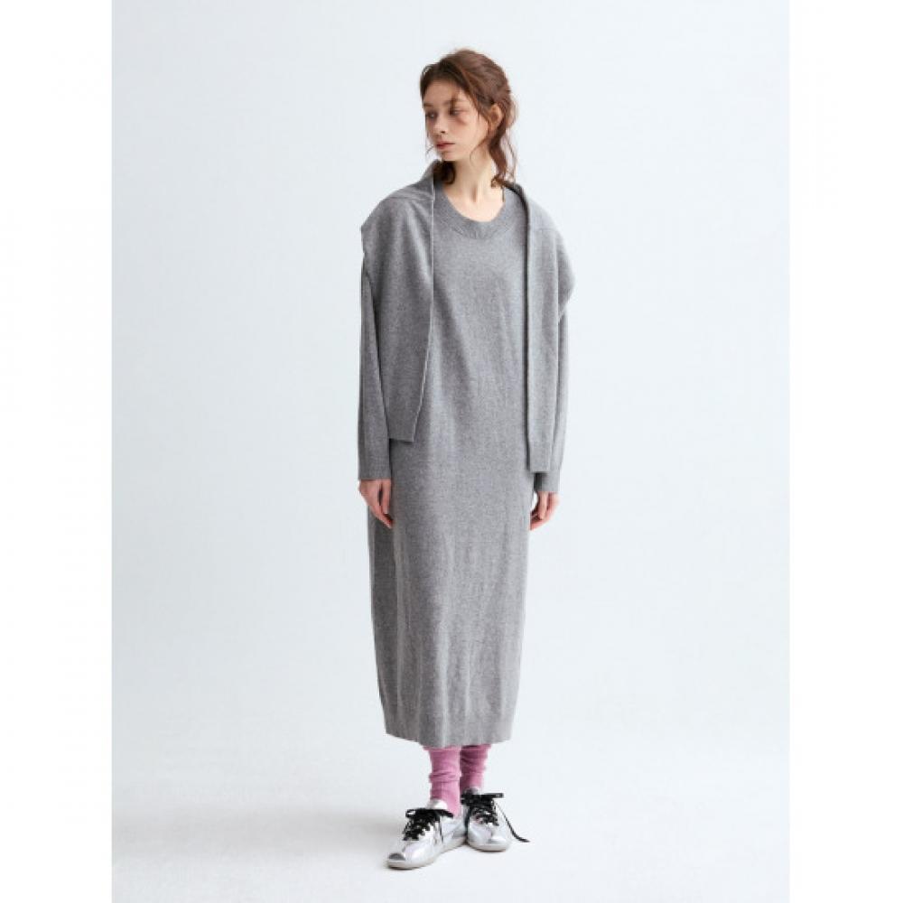 Lapli Double Sleeve Pullover Knit Dress Lkopf125011