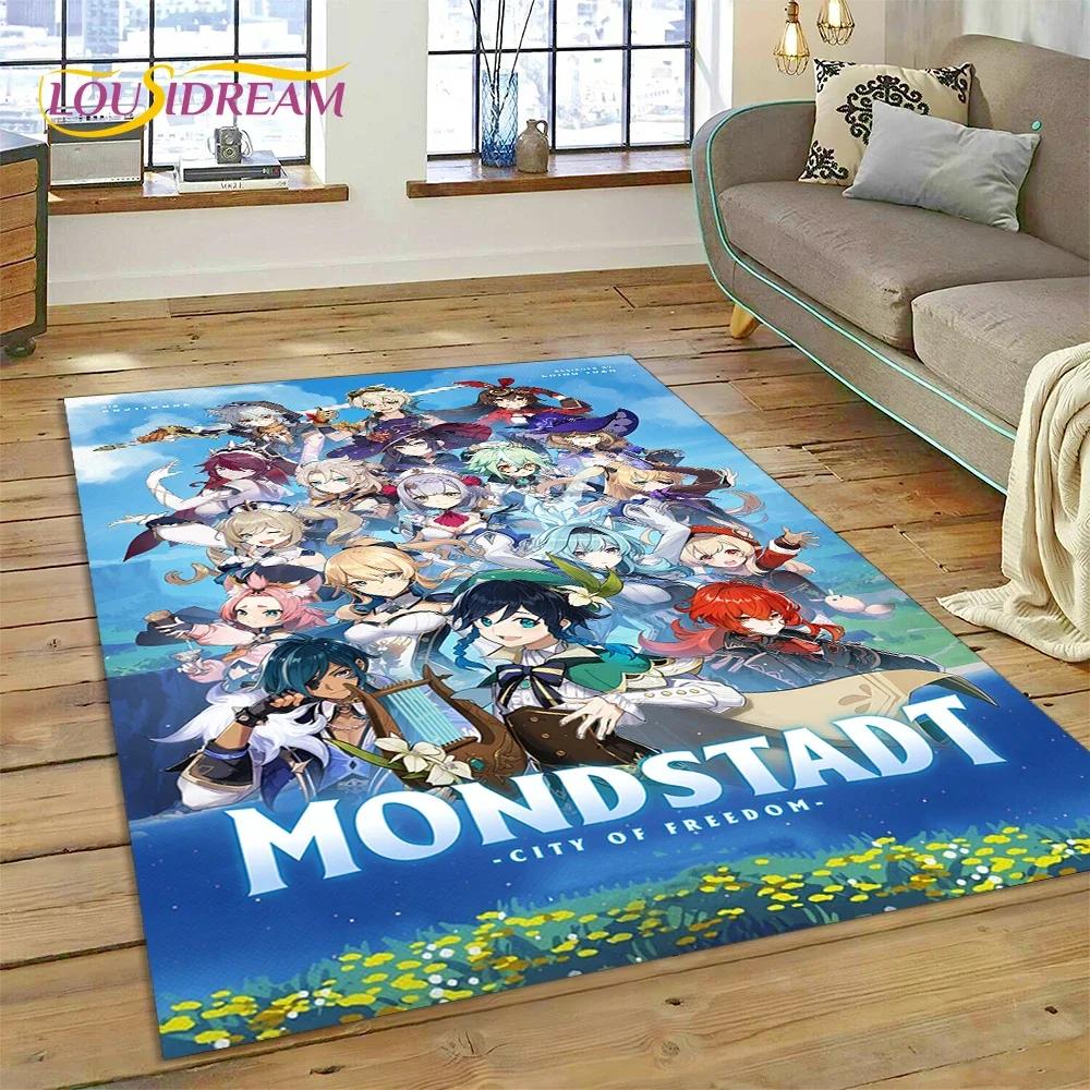 Latest Genshin Impact Cartoon Game Carpet Rug for Bedroom Living Room Home Sofa Decoration,Children Game Large Decor Floor Mat