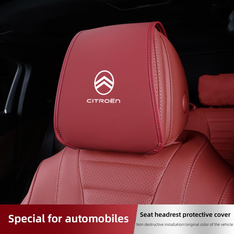 2Pcs Leather Car Pillowcase Car Supplies Headrest Cover For Citroen C5X e-C4 X e-C3 C4 C3 C5 Berlingo C-Elysee C-Crosser C1 C6 NF2