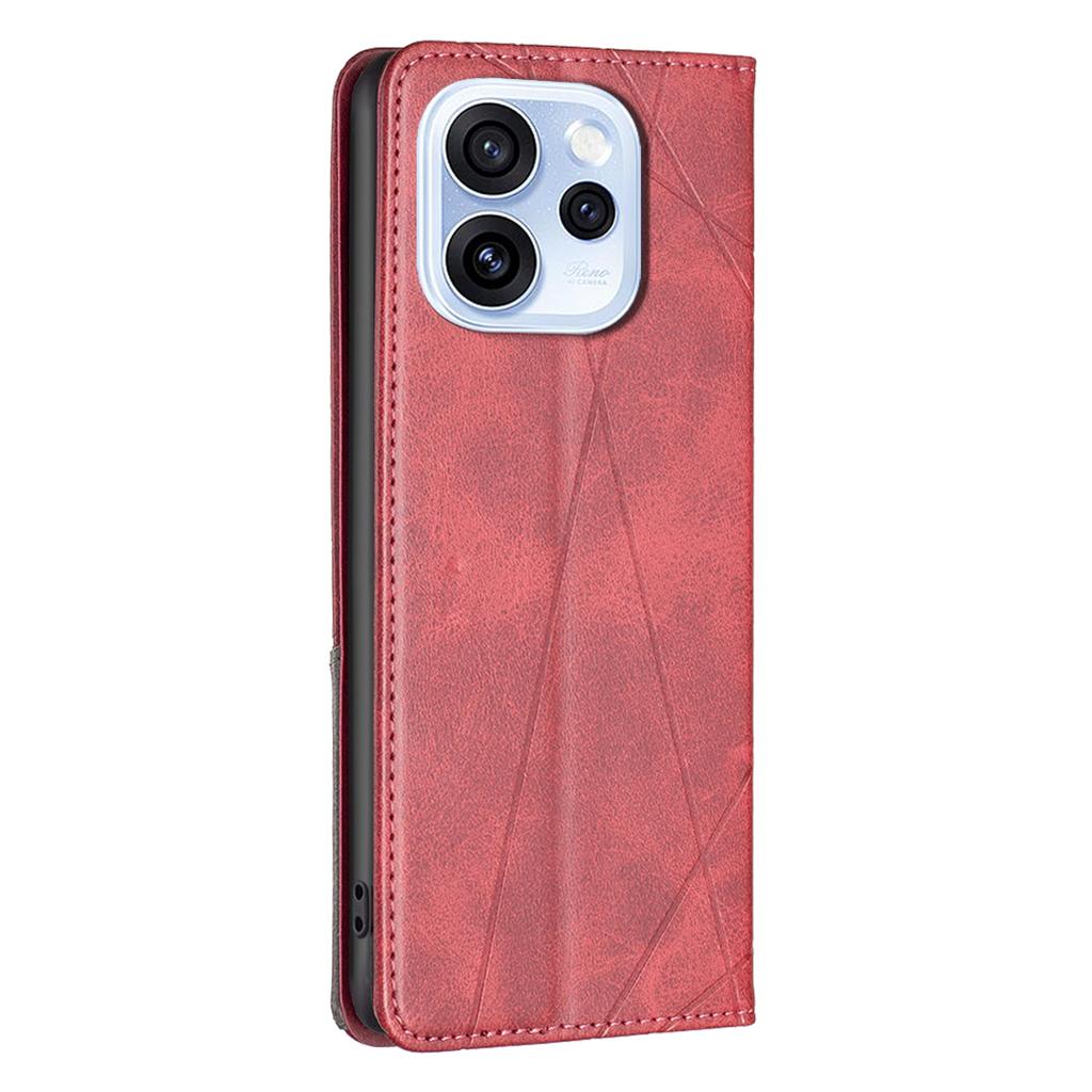 For Oppo Reno15 F 5G Case Card Slots Geometry Imprint Leather Phone Cover