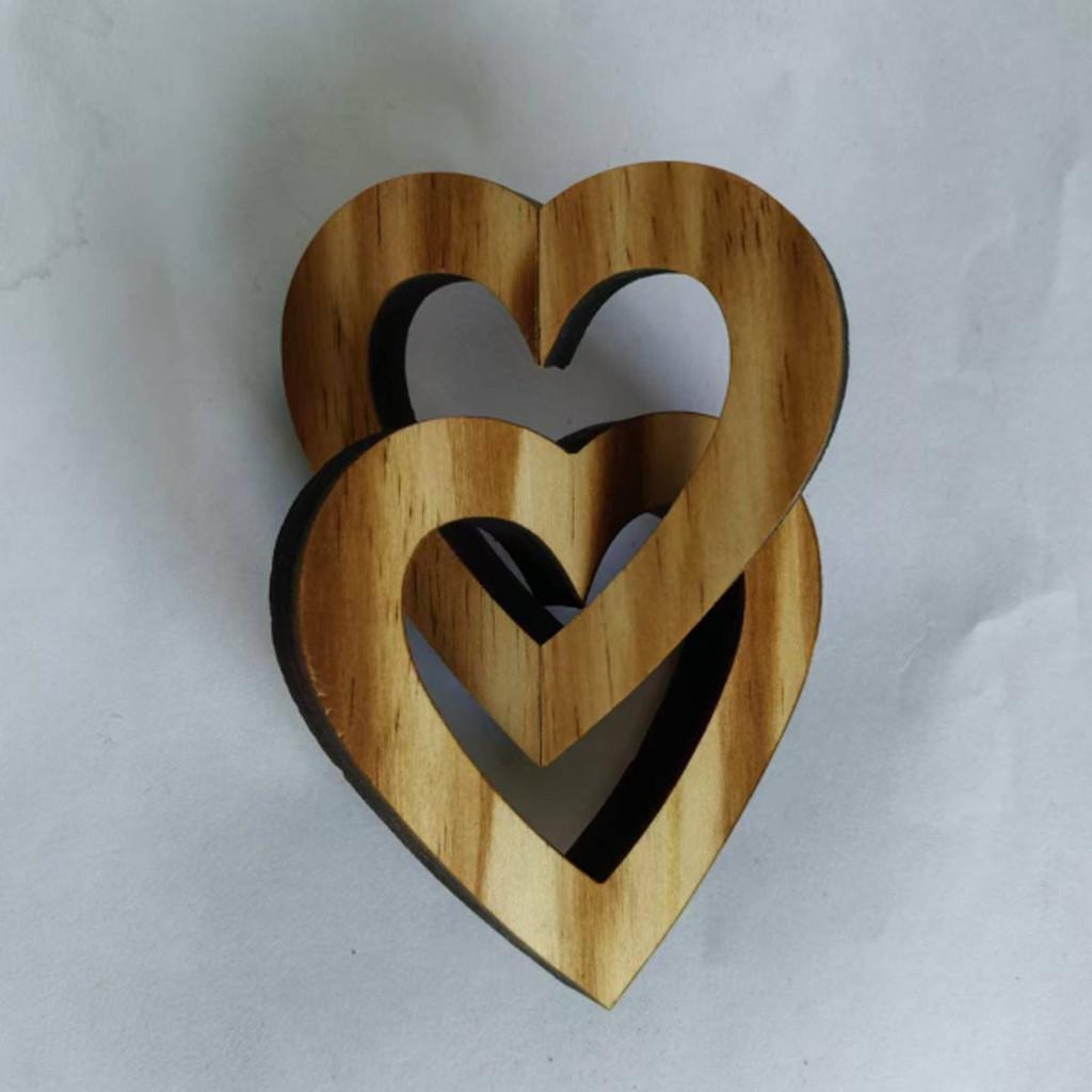 Wooden Intertwined Double Hearts Ornament Memorial Gift Keepsake For Decoration