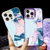 Чехол для телефона L-Link Clicks в стиле аниме для iPhone 16 15 14 13 12 11 Pro Max Белый Фиолетовый Матовый Лазерный Металлик Аврора Funda