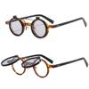 Popular Double-Layer Retro Rivets Flip Lens Small Round Sun Glasses Punk Eyeglasses Steampunk Flip-Up Sunglasses