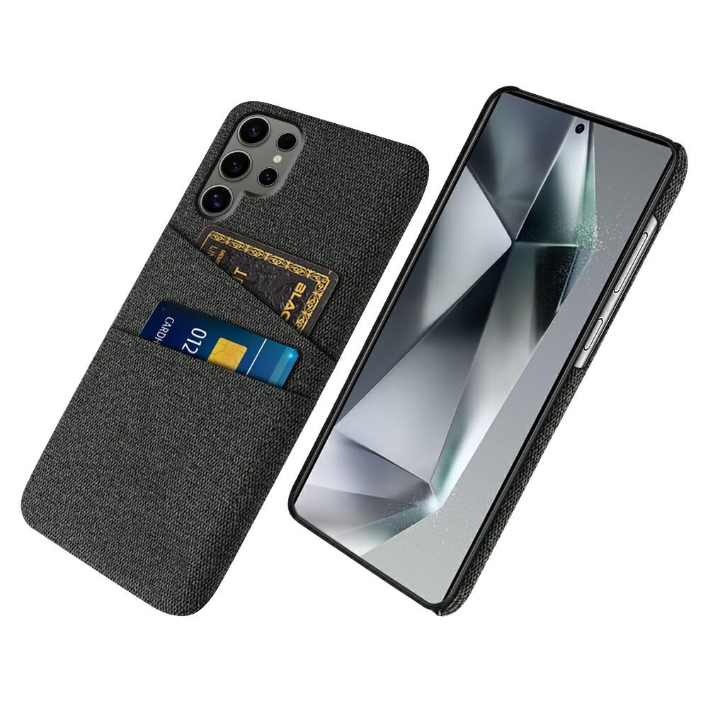 Чехол для Samsung Galaxy S25 Ultra Ткань+Твердый ПК Чехол для телефона с двойными слотами для карт