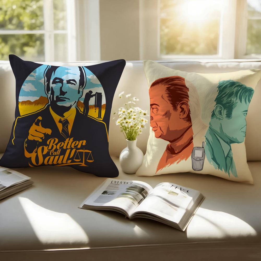 Crime American TV BBetter Call Saul Cushion Cover Pillowcase Antidustmite Invisible Zipper Short Plush Sofa Cushion