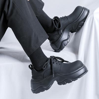 Мужские черные британские туфли Daddy Shoes Yuantong Muffin на толстой подошве, универсальные матовые туфли премиум-класса 24242-R