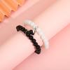 2Pcs Black White Bracelet  Couple Friend Matching Magnet Love Bracelet