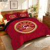 Calgary Flames Pattern Bedding Quilt Set  Home Decoration  Gift (1 * duvet cover + 2 * pillowcase  without core)